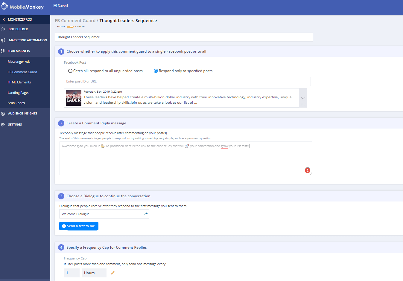 Comment Guard Settings Comment Guard Settings