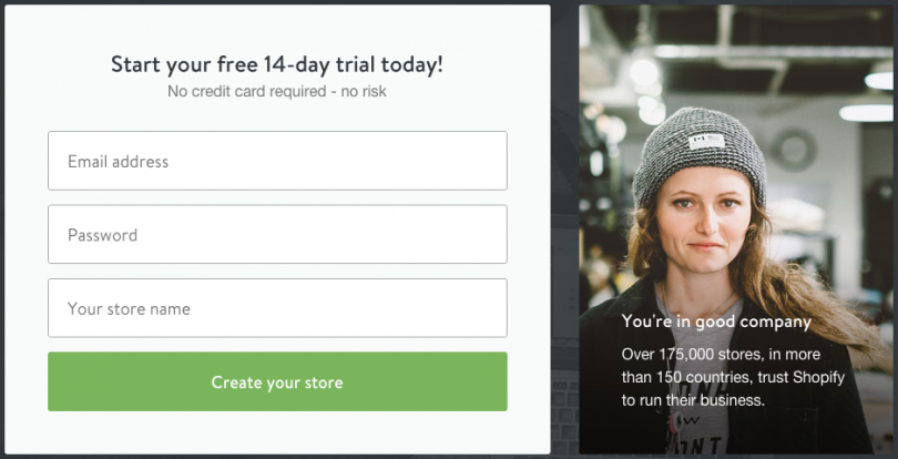 Shopify sign up
