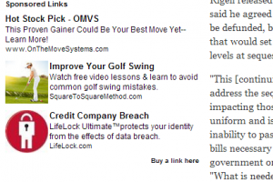 Example of 300x250 text ad unit from Advertising.com