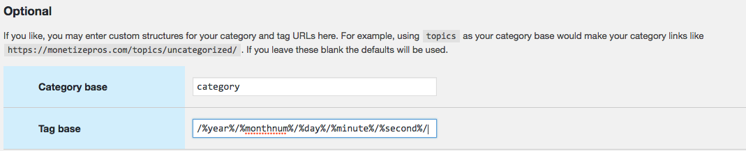 Customizing permalinks