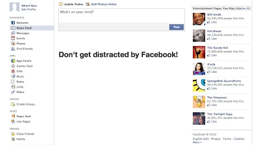Disable Facebook newsfeed