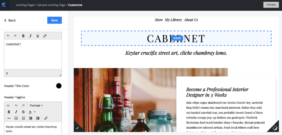 Modifying landing pages