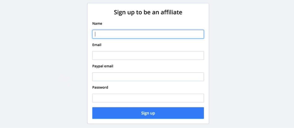 Sign up as an affiliate