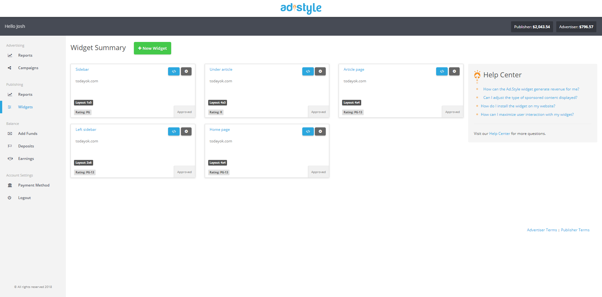 Ad.style review for publishers - ad.style table dashboard